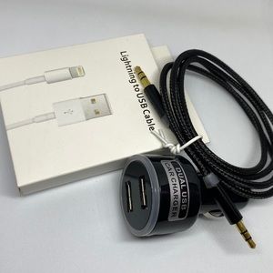 2 EACH! iPhone Lightning Cable, Car Port, Aux Cord